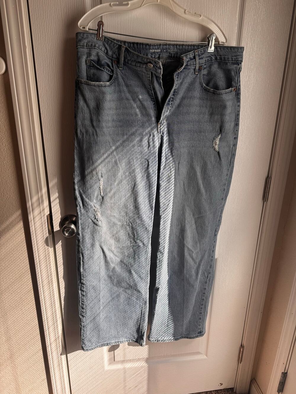 Jeans Size 16 Old Navy Blue Sky-Hi Wide-Leg Secret Smooth Pockets EUC
